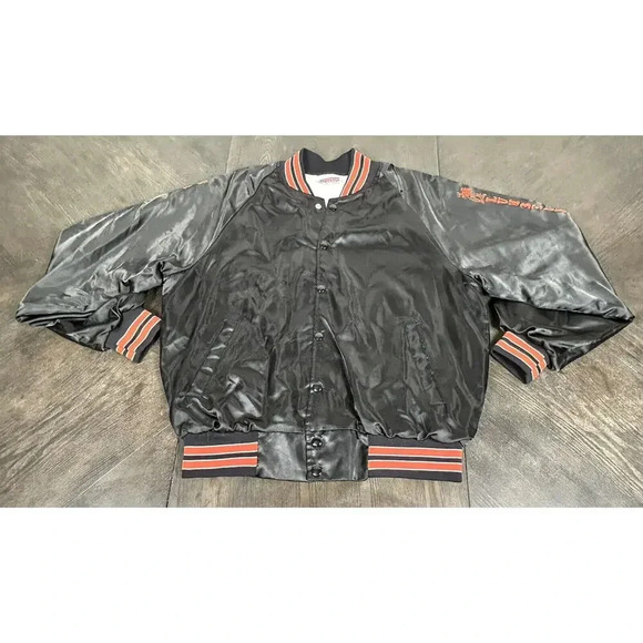 Vintage Rickwood Lumberjacks Satin Jacket Black & Orange Men's Large 42 44 USA - Picture 3 of 15